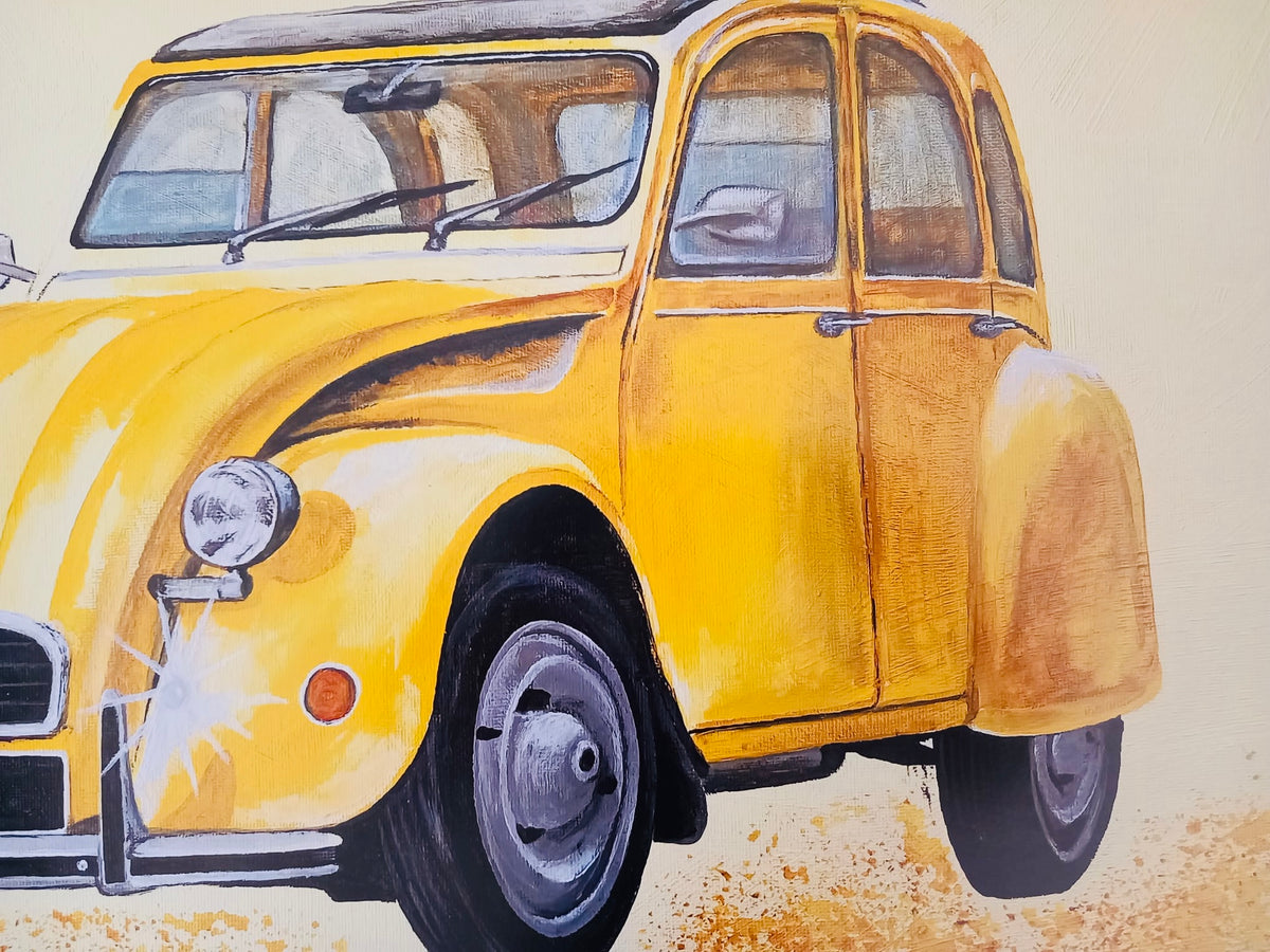 Citroen_2_Cv_Ente_gelb_Poster limitiert Kunst