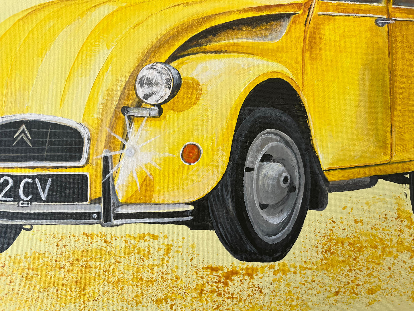 MMS Living Classic Car Oldtimer Bild gemalt Geschenk Acryl Leinwand Kultauto Glitzerstein Front