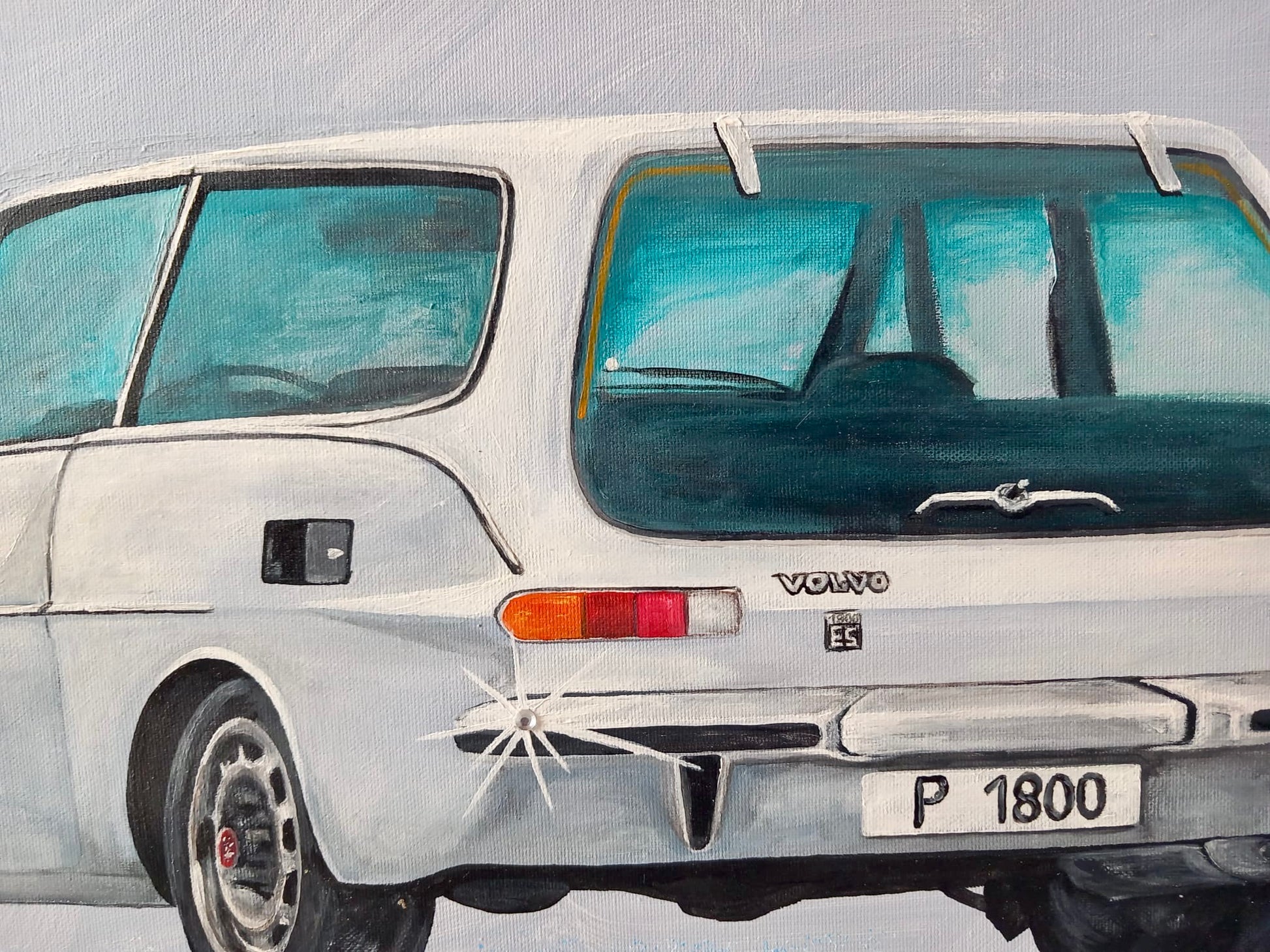Volvo Classic Car P 1800 Schneewittchensarg Kunst Unikat angemalt