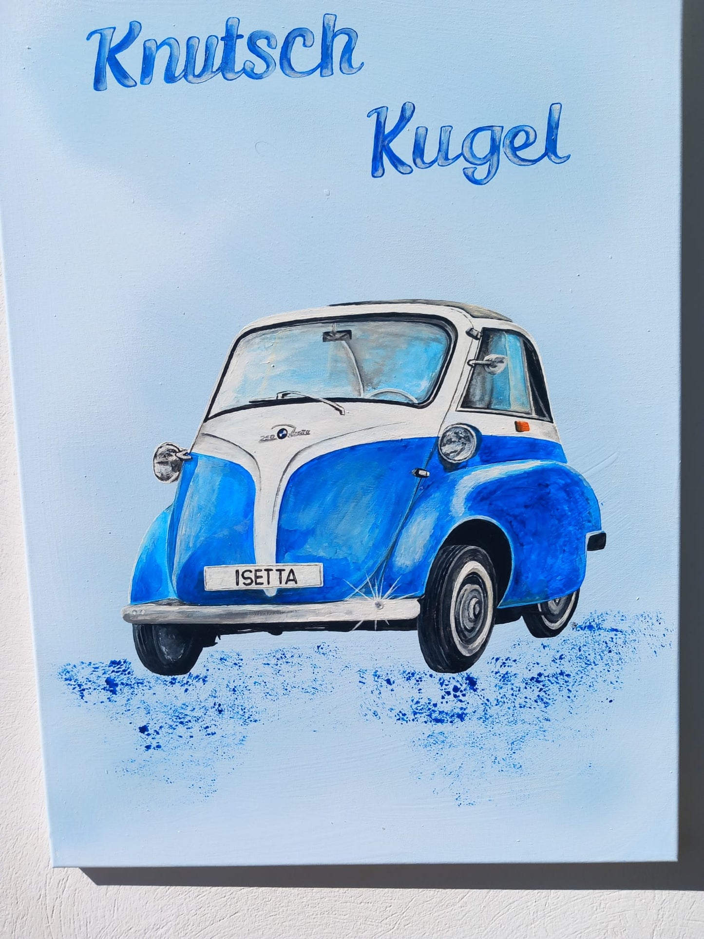 BMW Isetta Knutschkugel – handgemaltes Unikat Acrylbild Oldtimer Kunst MMS Living