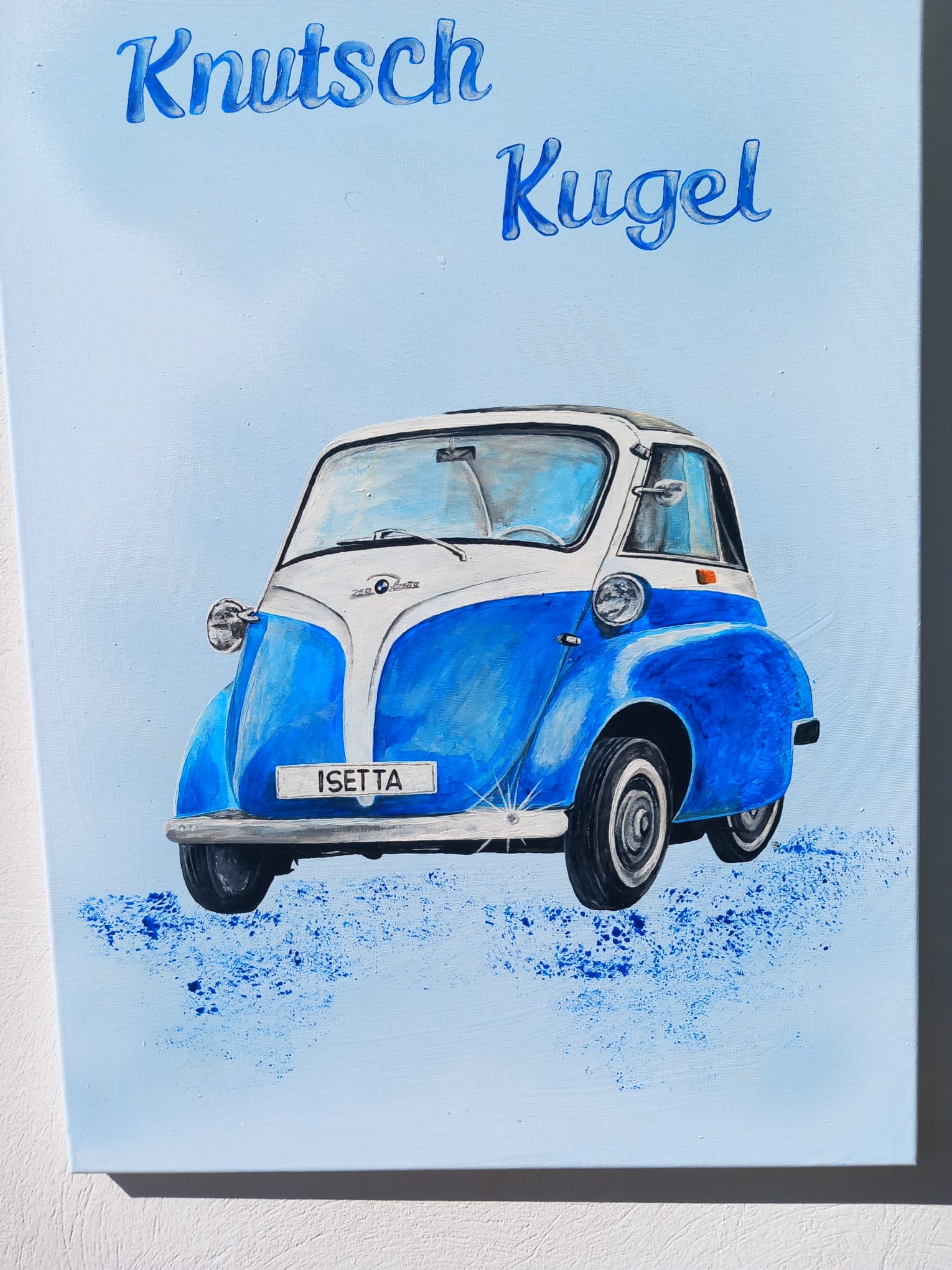 BMW Isetta Knutschkugel – handgemaltes Unikat Acrylbild Oldtimer Kunst MMS Living