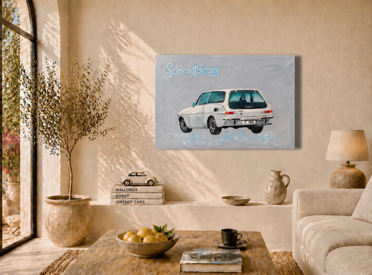 Volvo P 1800 Oldtimer Schneewittchensarg Raumdarstellung KI
