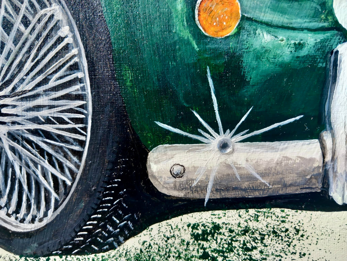 Austin Healey Sprite MK1 Frogeye – handgemaltes Acrylbild Oldtimer Kunst Felgenansicht Classic Cars Geschenk Gift 