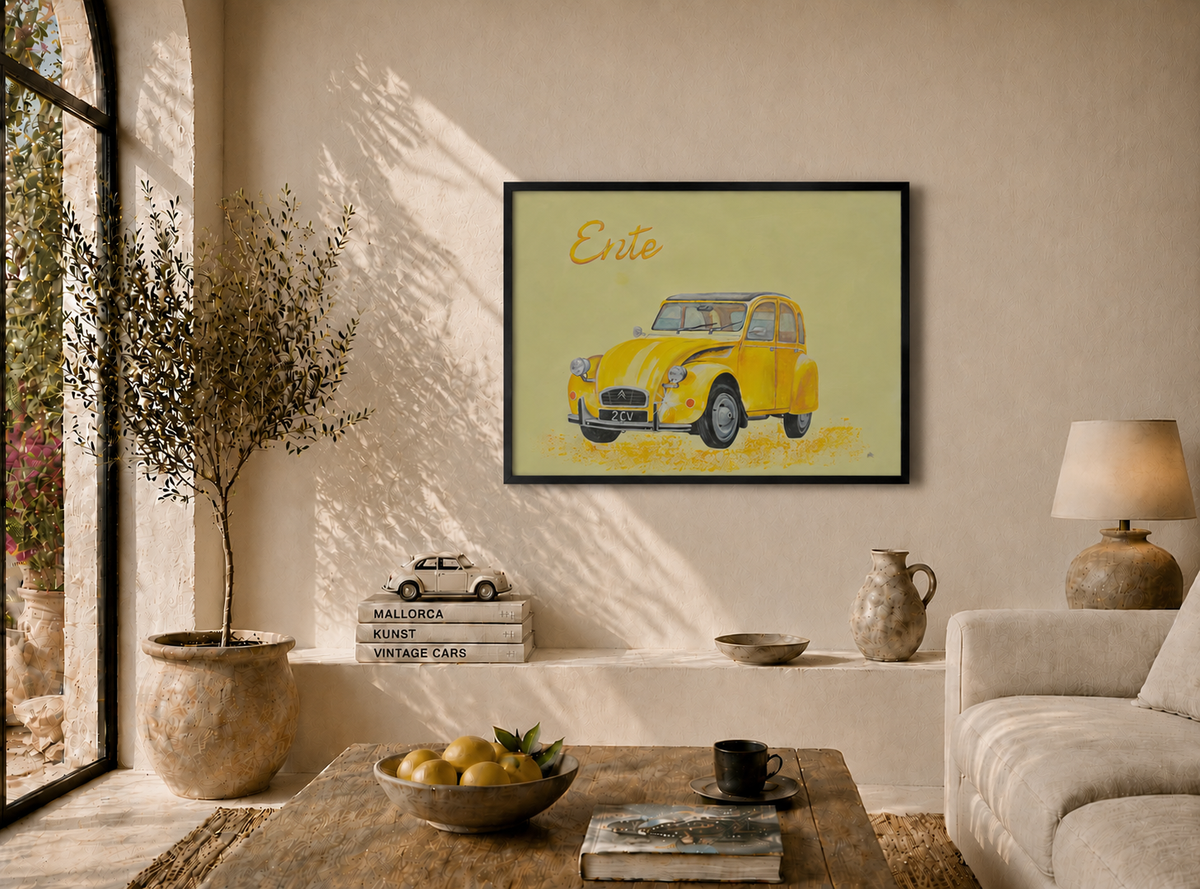 Kunst Druck 60x80cm gelb Raumansicht