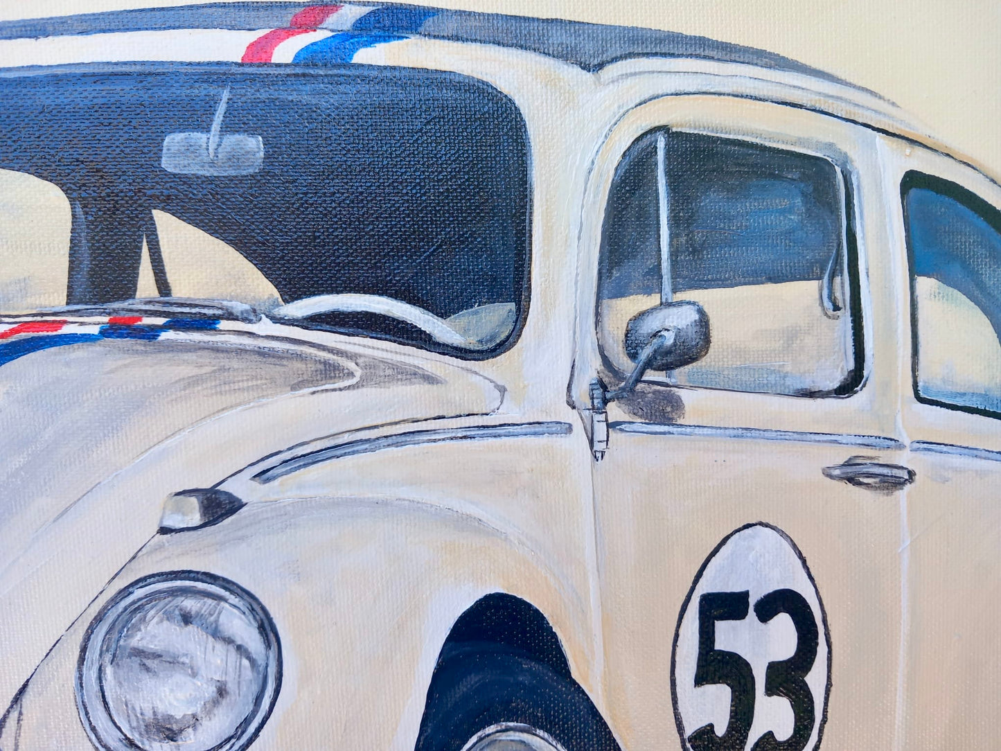 MMS Living Herbie VW Käfer Classic Car Acryl auf Leinwand. Geschenk. Autoliebhaber Unikat