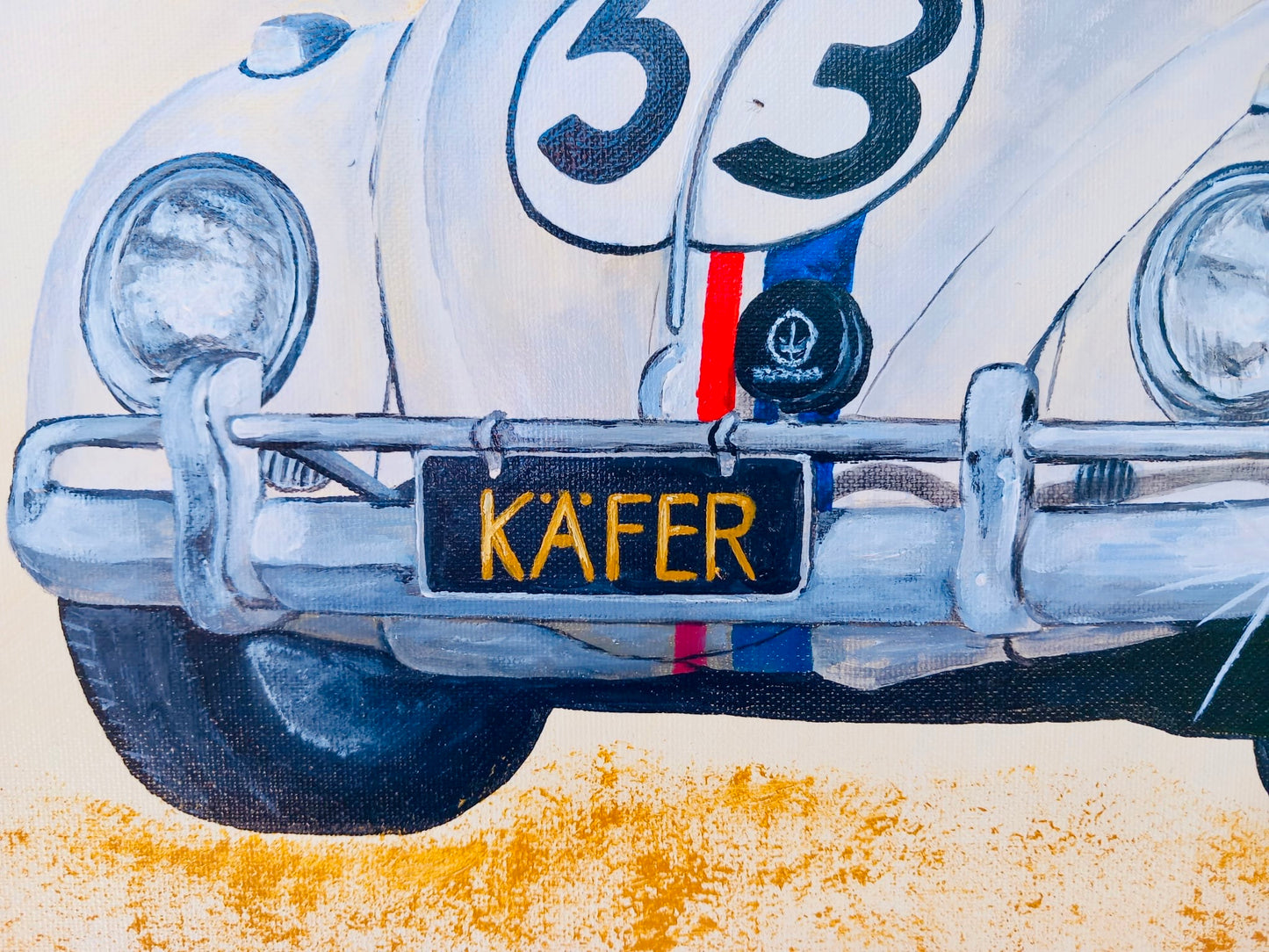 MMS Living Herbie VW Käfer Classic Car Acryl auf Leinwand. Geschenk. Autoliebhaber Unikat