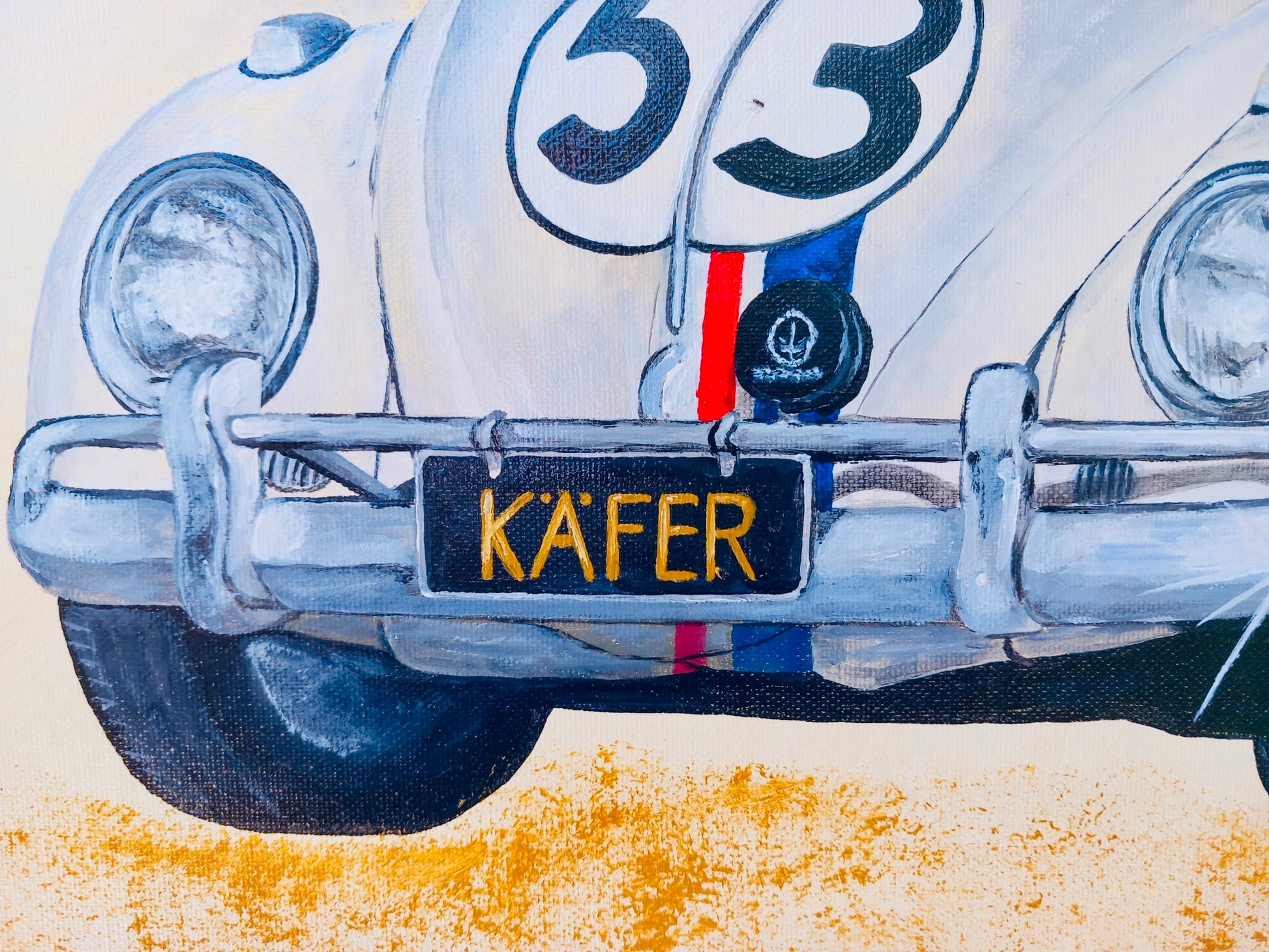 MMS Living Herbie VW Käfer Classic Car Acryl auf Leinwand. Geschenk. Autoliebhaber Unikat