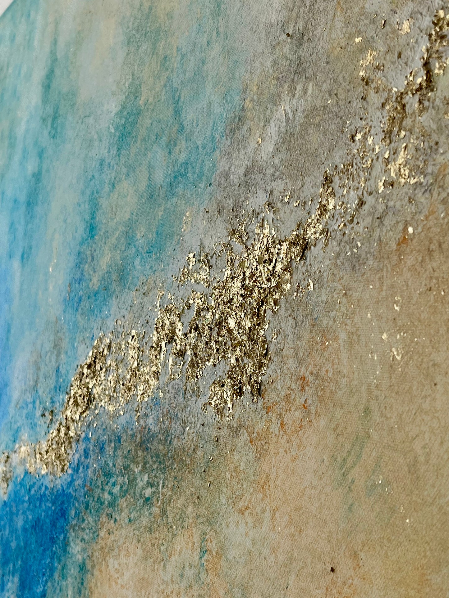 nsellicht Unikat Gemälde – Acryl auf Leinwand Mallorca Kunst handgemalt mit Golddetails