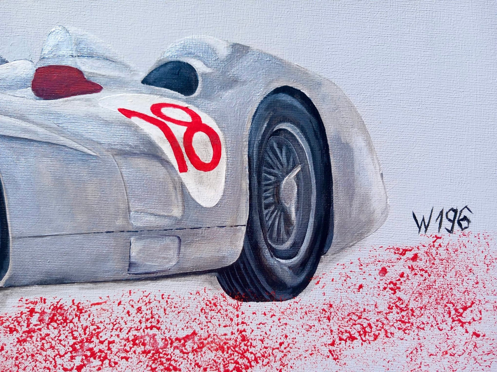 Detailaufnahme Mercedes Silberpfeil W 196 100x50cm Acryl auf Leinwand Classic Cars Oldtimer Kunst Art Geschenk