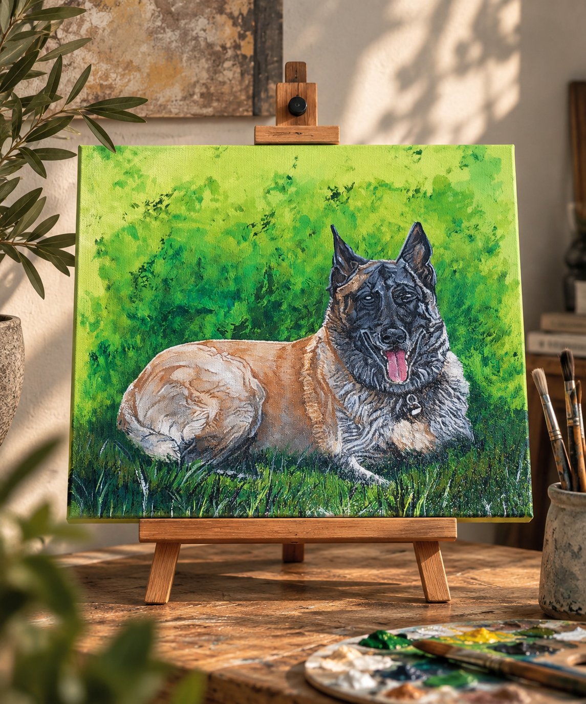 Pet art commission work portrait Acryl painting Dog Hund final result