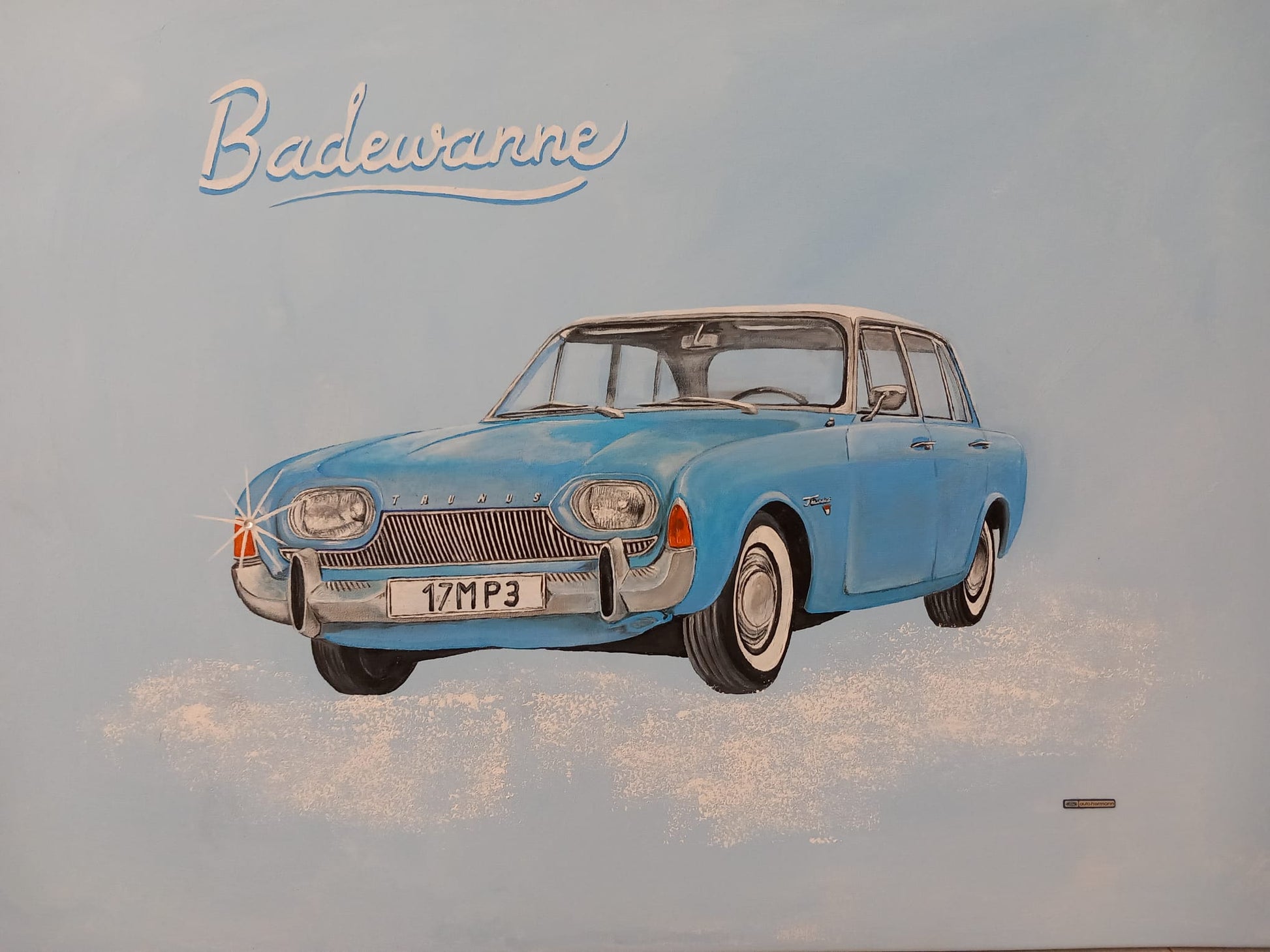 Ford 17M P3 Badewanne Kunstwerk Acryl Leinwand 80x60