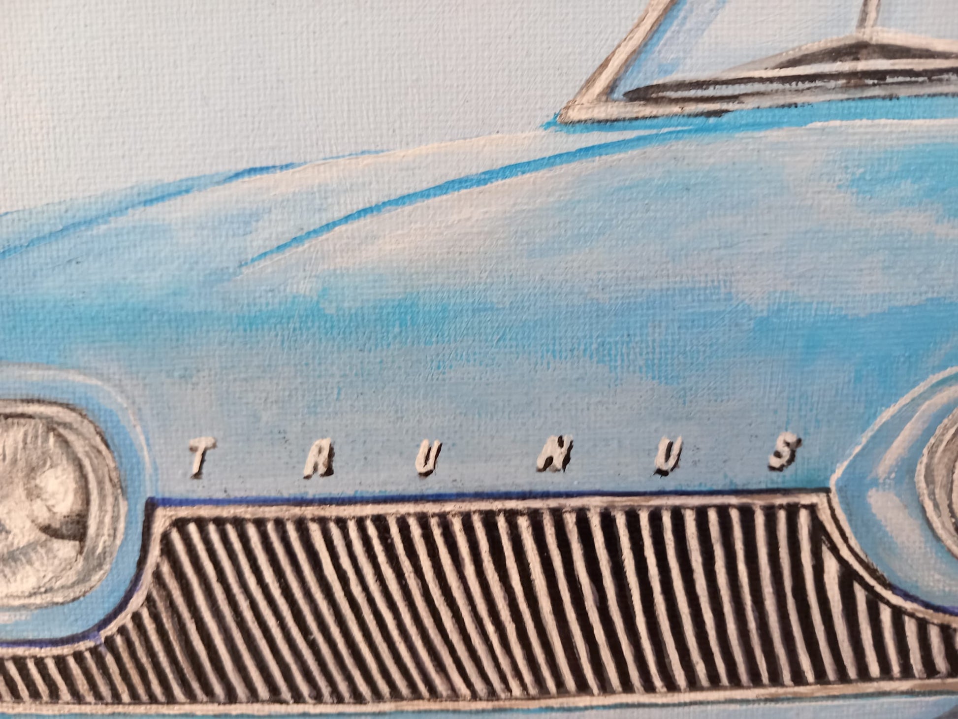 Detailaufnahme Ford Taunus 17M P3 Badewanne Kühlergrill Kunst Gemälde