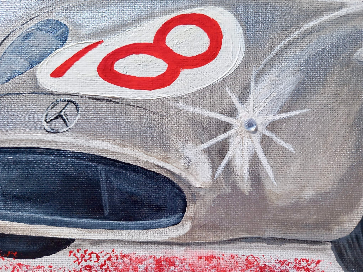 Glitzersterin Detailaufnahme Mercedes Silberpfeil W 196 100x50cm Acryl auf Leinwand Classic Cars Oldtimer Kunst Art Geschenk