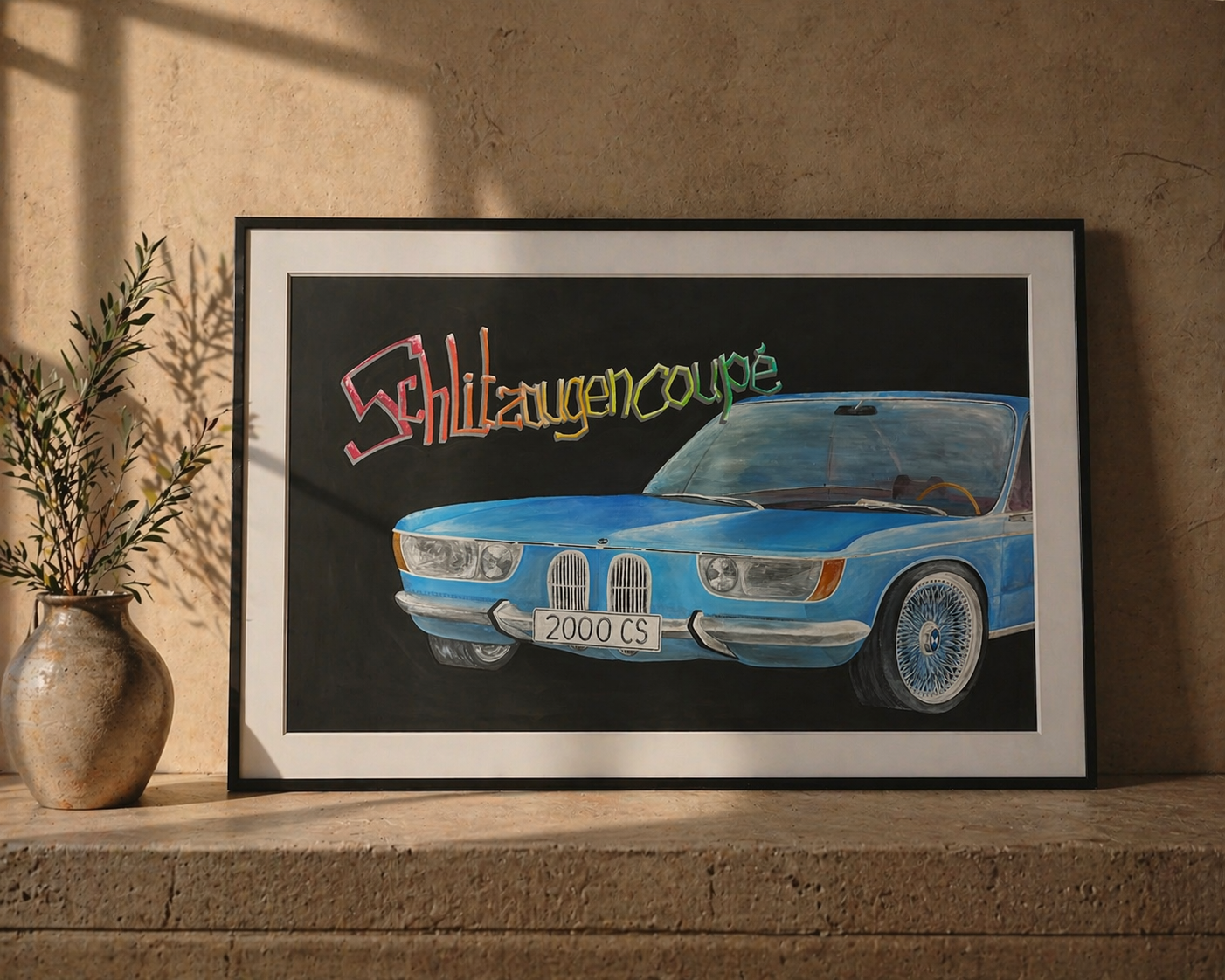 Posterdruck 1/10 limitiert Schlitzaugencoupe BMW 2000 CS handgemaltes Original