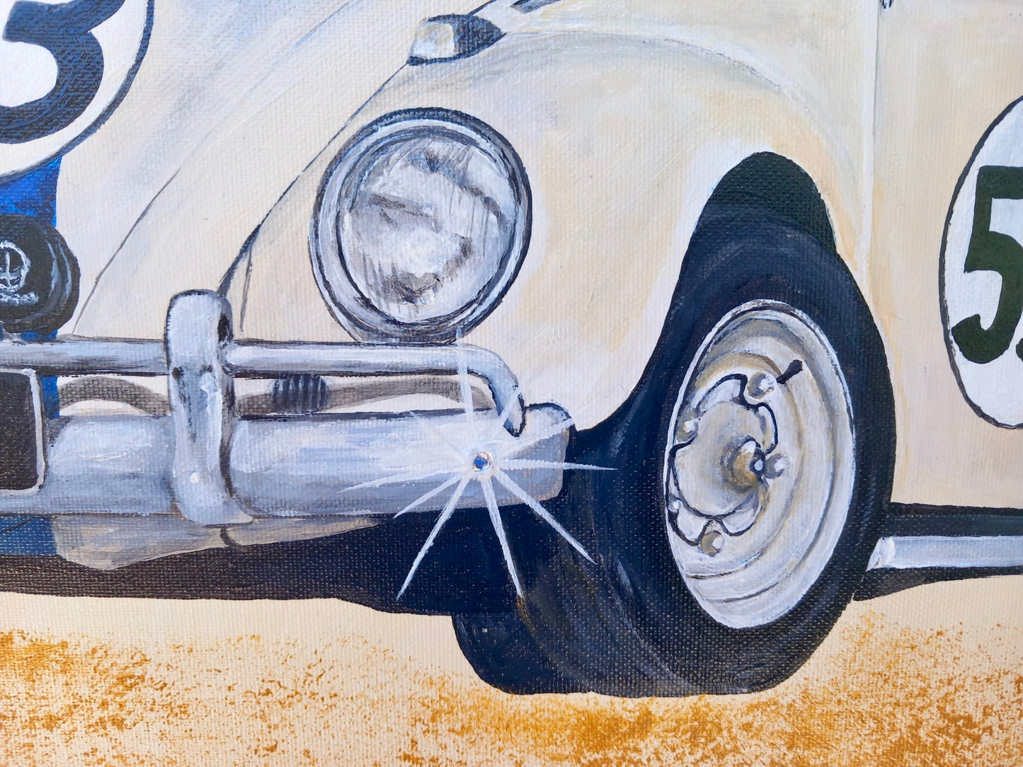 MMS Living Herbie VW Käfer Classic Car Acryl auf Leinwand. Geschenk. Autoliebhaber Unikat