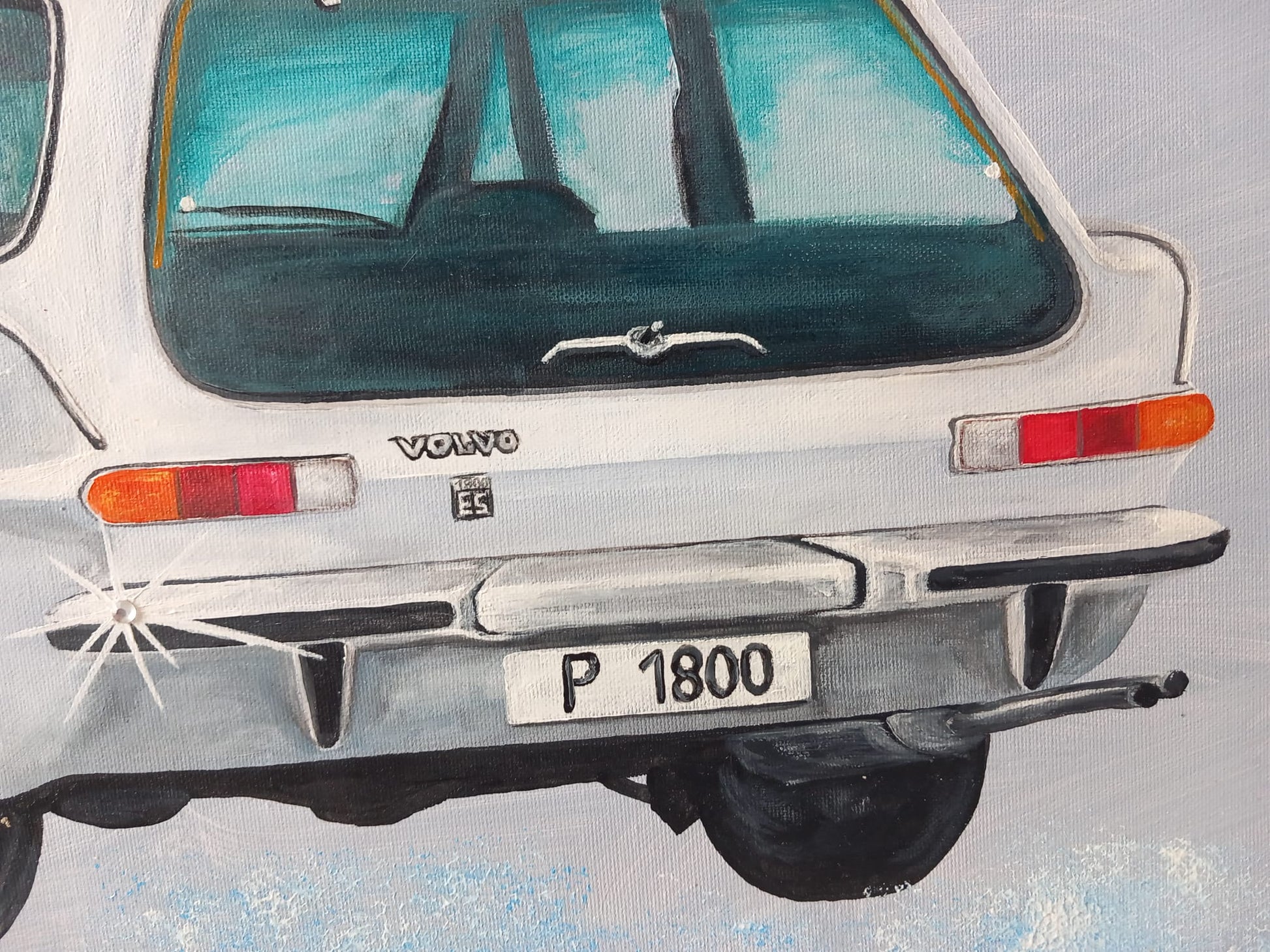Oldtimer MMS Living Detailbild Acryl auf Leinwand Volvo Schneewittchensarg